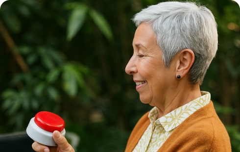 Elder checking the buzzer