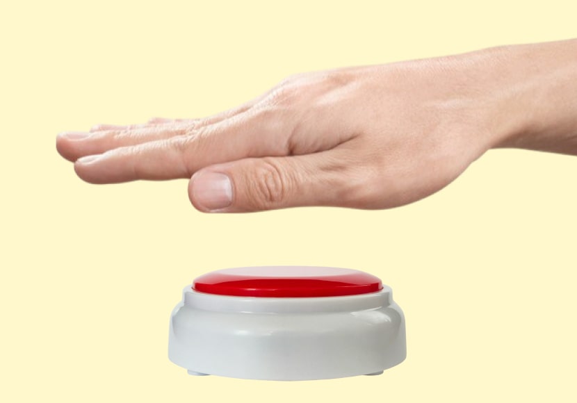 press a red buzzer with a hand